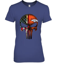 Load image into Gallery viewer, Denver Broncos skull american flag shirt