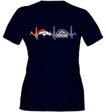 Load image into Gallery viewer, Denver Broncos Colorado Rockies heartbeat shirt