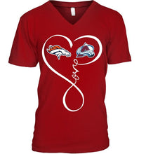 Load image into Gallery viewer, Denver Broncos Colorado Avalanche love heart shirt