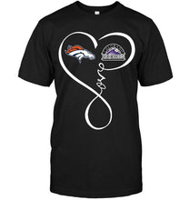 Load image into Gallery viewer, Denver Broncos Colorado Rockies love heart shirt