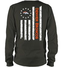 Load image into Gallery viewer, Denver Broncos star american flag on back shirt