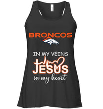 Load image into Gallery viewer, Denver Broncos in my veins jesus in my heart shirt