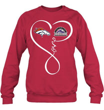 Load image into Gallery viewer, Denver Broncos Colorado Rockies love heart shirt