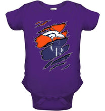 Load image into Gallery viewer, Denver Broncos and Colorado Rockies layer under ripped shirt