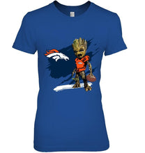 Load image into Gallery viewer, Denver Broncos angry baby groot ripped shirt