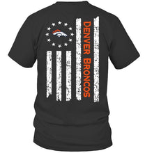 Load image into Gallery viewer, Denver Broncos star american flag on back shirt
