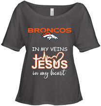 Load image into Gallery viewer, Denver Broncos in my veins jesus in my heart shirt