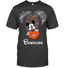 Load image into Gallery viewer, Mickey loves Denver Broncos fan shirt