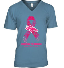 Load image into Gallery viewer, Denver Broncos fight like the Broncos br east cancer warrior shirt