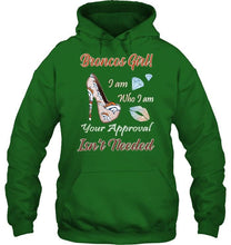 Load image into Gallery viewer, Broncos Girl I am who I am your approval isn't needed Denver Broncos fan high heel glittering shirt