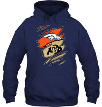 Load image into Gallery viewer, Denver Broncos and Colorado Buffaloes layer under ripped shirt