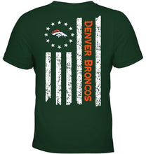 Load image into Gallery viewer, Denver Broncos star american flag on back shirt
