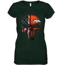 Load image into Gallery viewer, Denver Broncos skull american flag shirt