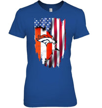 Load image into Gallery viewer, Denver Broncos flag ripped american flag shirt