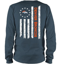 Load image into Gallery viewer, Denver Broncos star american flag on back shirt