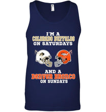Load image into Gallery viewer, I'm Colorado Buffaloe on saturdays and Denver Bronco on sundays shirt