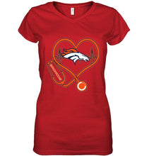 Load image into Gallery viewer, Denver Broncos nurse scope love heartbeat shirt