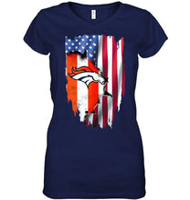 Load image into Gallery viewer, Denver Broncos flag ripped american flag shirt