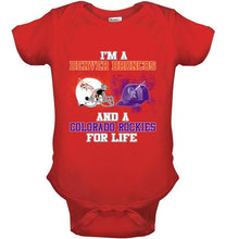 Load image into Gallery viewer, i'm a Denver Bronco and a Colorado Rockie for life shirt