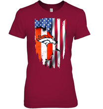 Load image into Gallery viewer, Denver Broncos flag ripped american flag shirt