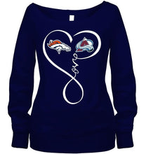 Load image into Gallery viewer, Denver Broncos Colorado Avalanche love heart shirt