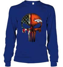 Load image into Gallery viewer, Denver Broncos skull american flag shirt