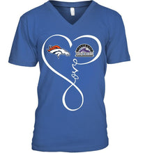 Load image into Gallery viewer, Denver Broncos Colorado Rockies love heart shirt