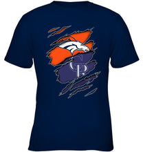 Load image into Gallery viewer, Denver Broncos and Colorado Rockies layer under ripped shirt