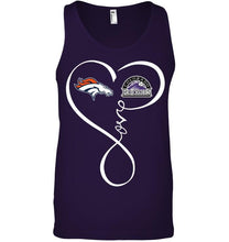 Load image into Gallery viewer, Denver Broncos Colorado Rockies love heart shirt