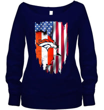 Load image into Gallery viewer, Denver Broncos flag ripped american flag shirt