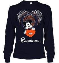 Load image into Gallery viewer, Mickey loves Denver Broncos fan shirt