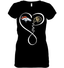 Load image into Gallery viewer, Denver Broncos Colorado Buffaloes love heart shirt