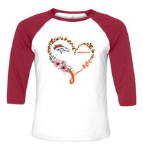 Load image into Gallery viewer, Denver Broncos butterfly heart shirt