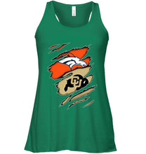 Load image into Gallery viewer, Denver Broncos and Colorado Buffaloes layer under ripped shirt