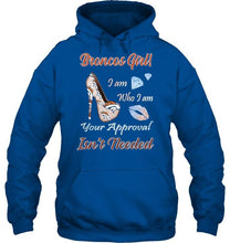 Load image into Gallery viewer, Broncos Girl I am who I am your approval isn't needed Denver Broncos fan high heel glittering shirt