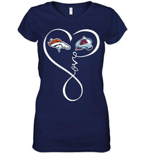 Load image into Gallery viewer, Denver Broncos Colorado Avalanche love heart shirt