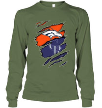 Load image into Gallery viewer, Denver Broncos and Colorado Rockies layer under ripped shirt
