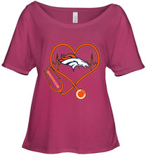 Load image into Gallery viewer, Denver Broncos nurse scope love heartbeat shirt