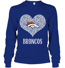 Load image into Gallery viewer, Denver Broncos heart floral pattern shirt