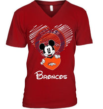 Load image into Gallery viewer, Mickey loves Denver Broncos fan shirt