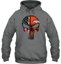 Load image into Gallery viewer, Denver Broncos skull american flag shirt