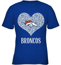 Load image into Gallery viewer, Denver Broncos heart floral pattern shirt