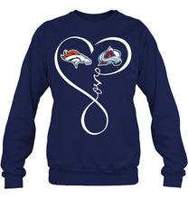 Load image into Gallery viewer, Denver Broncos Colorado Avalanche love heart shirt