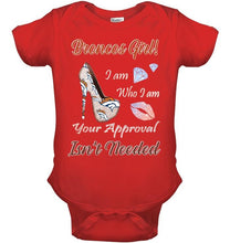 Load image into Gallery viewer, Broncos Girl I am who I am your approval isn't needed Denver Broncos fan high heel glittering shirt
