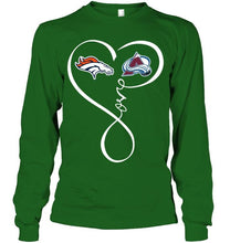 Load image into Gallery viewer, Denver Broncos Colorado Avalanche love heart shirt