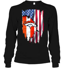 Load image into Gallery viewer, Denver Broncos flag ripped american flag shirt