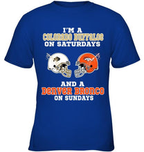 Load image into Gallery viewer, I'm Colorado Buffaloe on saturdays and Denver Bronco on sundays shirt