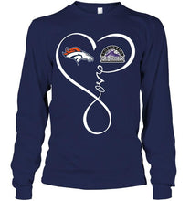 Load image into Gallery viewer, Denver Broncos Colorado Rockies love heart shirt
