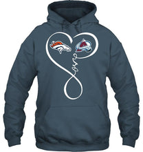 Load image into Gallery viewer, Denver Broncos Colorado Avalanche love heart shirt