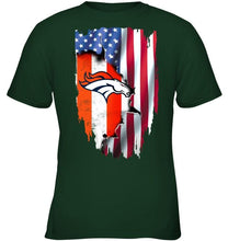 Load image into Gallery viewer, Denver Broncos flag ripped american flag shirt